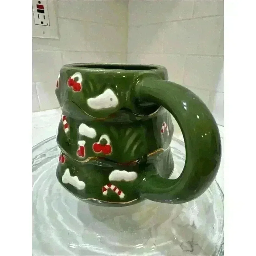 WILLIAMS-SONOMA - Rare Decorated CHRISTMAS TREE Shaped Mug - Heavy Quality